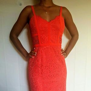 Express Coral Lace Dress